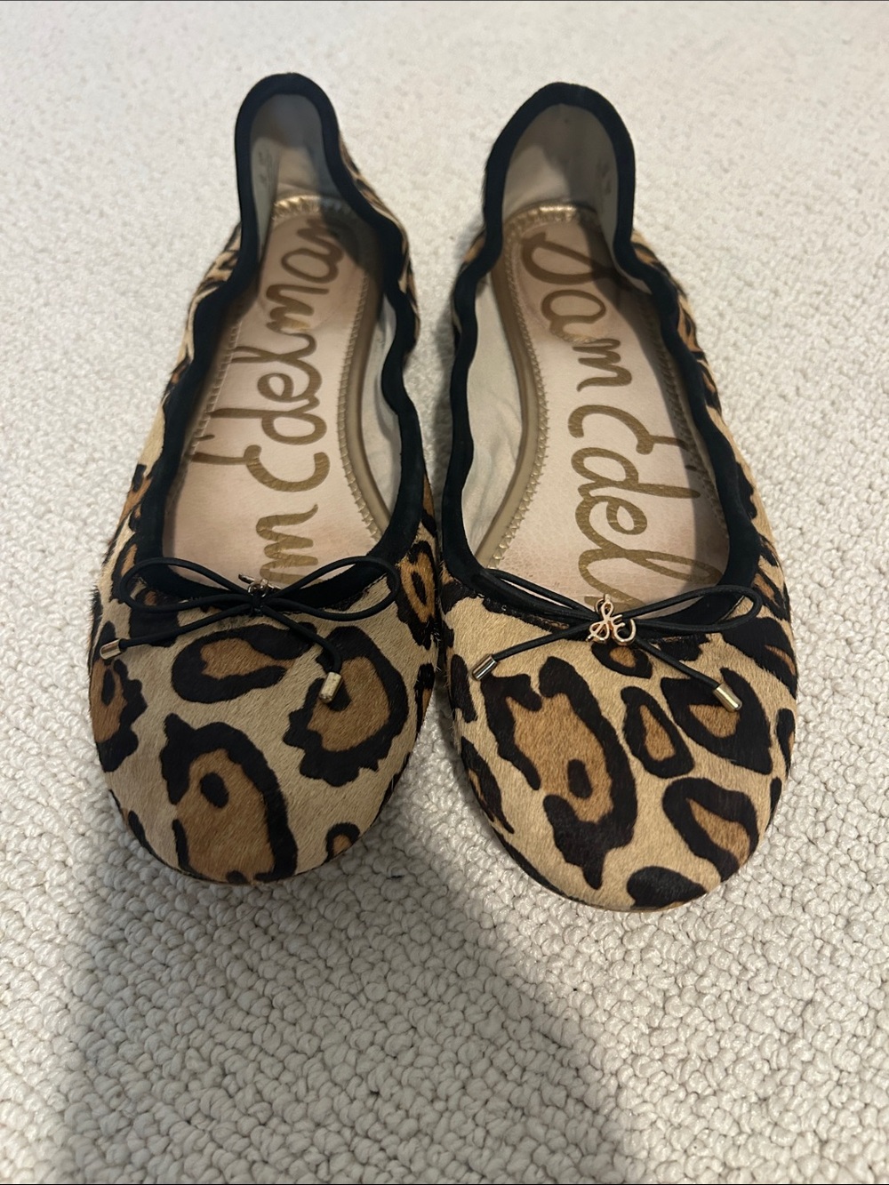 Sam Edelman Leopard-Print Ballet Flats in Black & Tan size 12